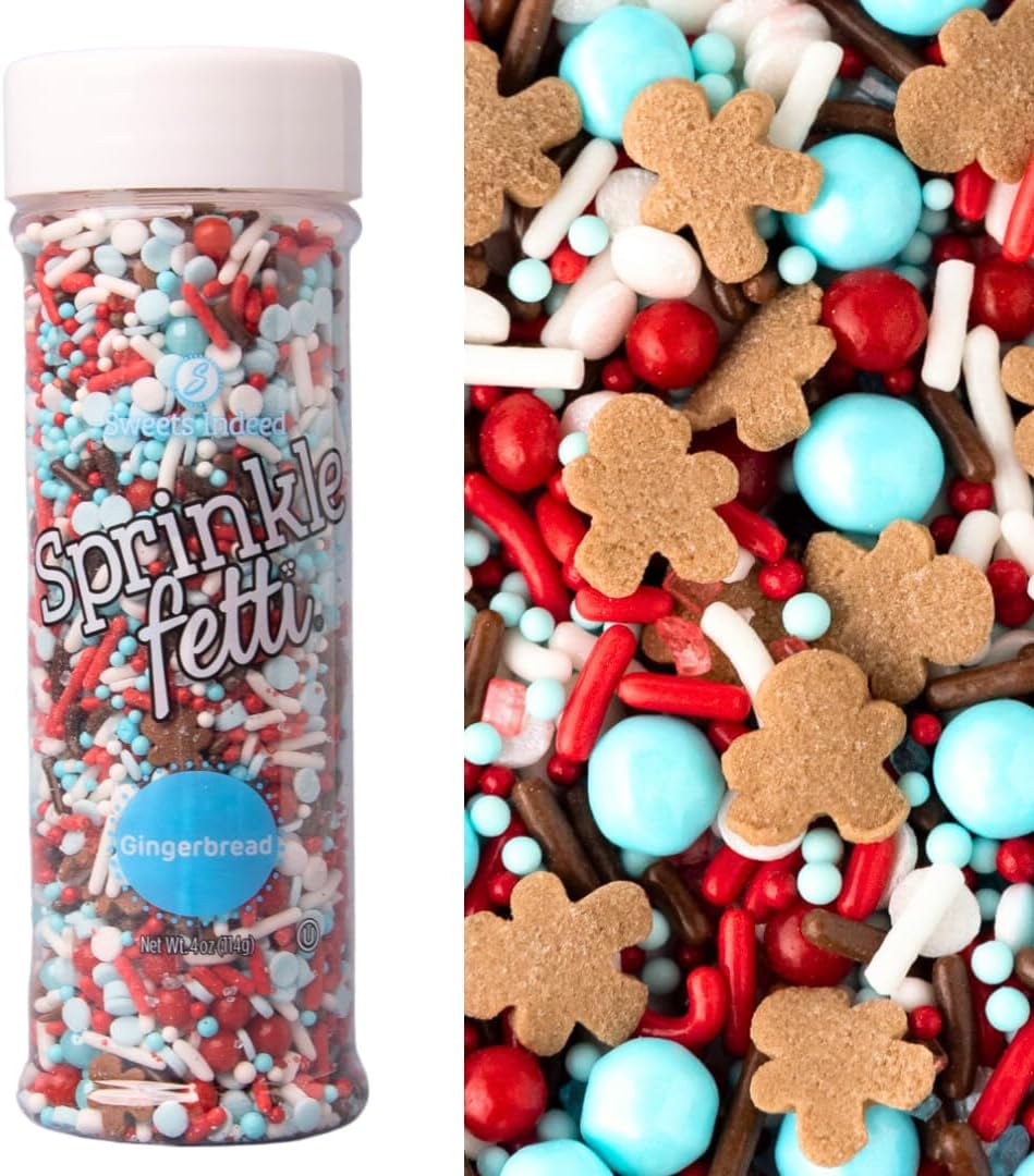 Sprinkles, Gingerbread Edible Sprinkle Mix, Perfect for Cake Decorations, Baking, Ice Cream, Cookies, Cupcake Topper 4 ounces