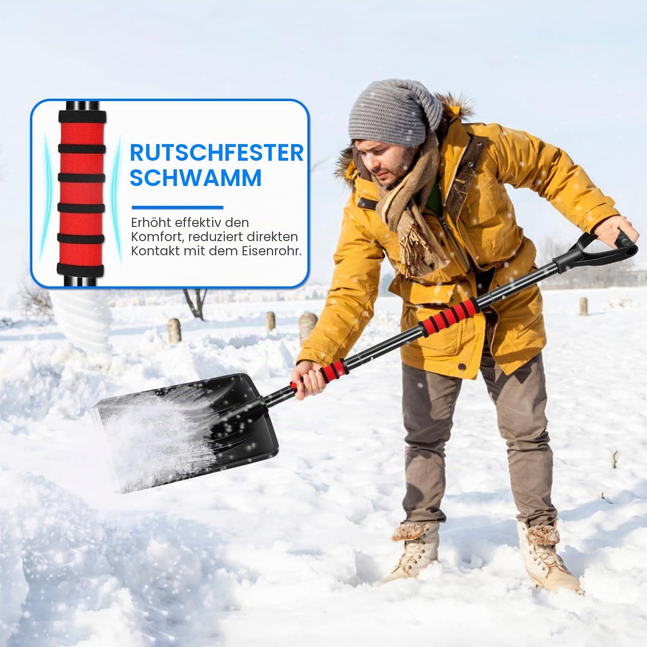 Schneeschaufel Abnehmbarer Eiskratzer Mit Komfortgriff Teleskopische Schneeschaufel Für Camping Und Outdoor-aktivitäten Leichte Und Tragbare Schneeräumer Für Wintereinsätze