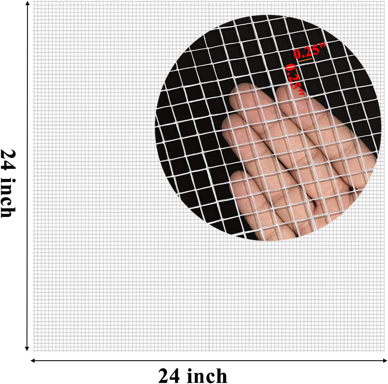 4pcs Hardware Cloth 1/4 inch Chicken Wire mesh Sheet 24" x 24", 23 Gauge Chicken Wire Fencing with Screw, Galvanized Welded Cage Wire Mesh Screen Supports Poultry or pet Netting Cage Fence