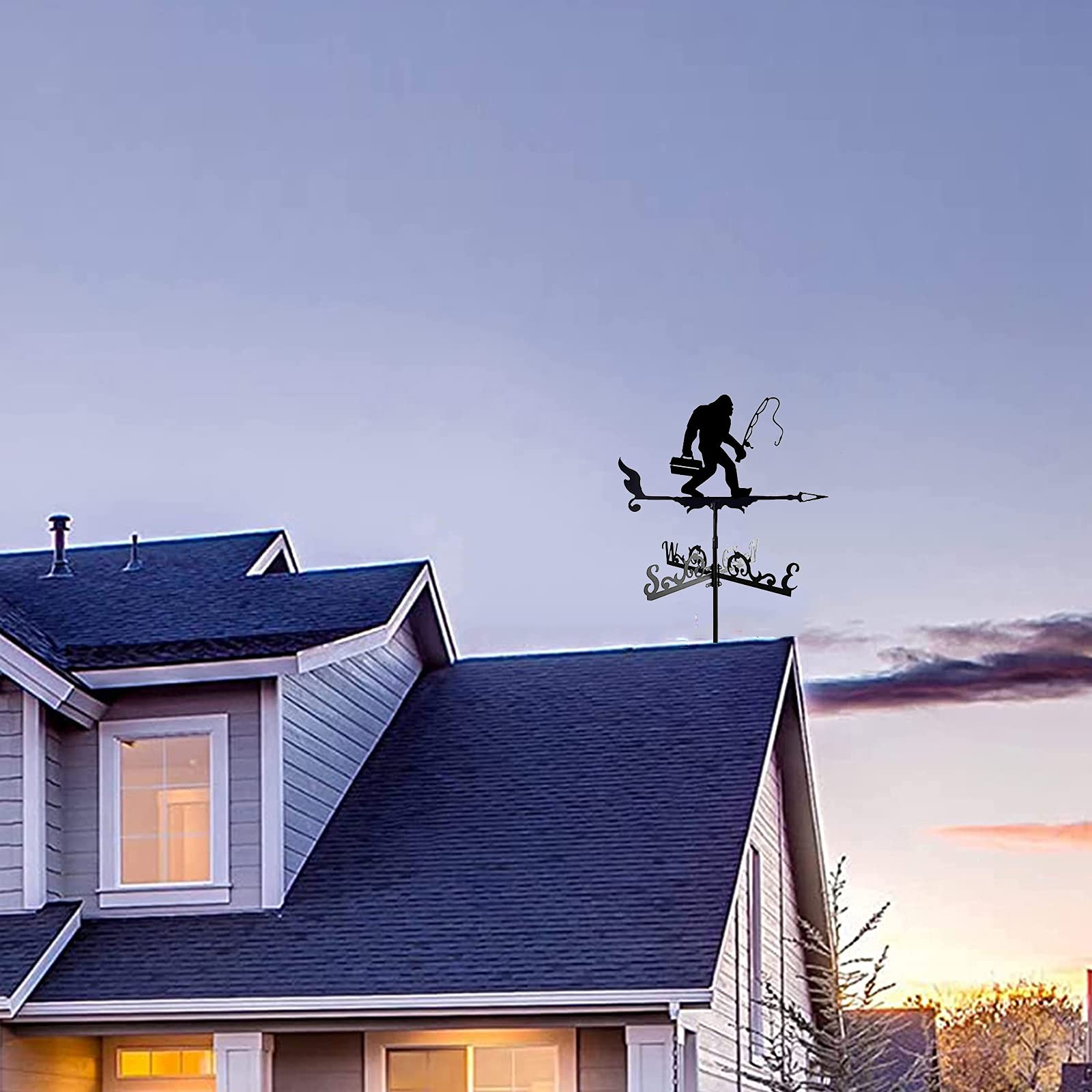 Girouette,Orang-outan Décoratif Jardin Toit Décoration Indicateur de Direction du Vent pour Yard Coupoles Ferme Hangars Rétro Durable Scène Jardin Piquet
