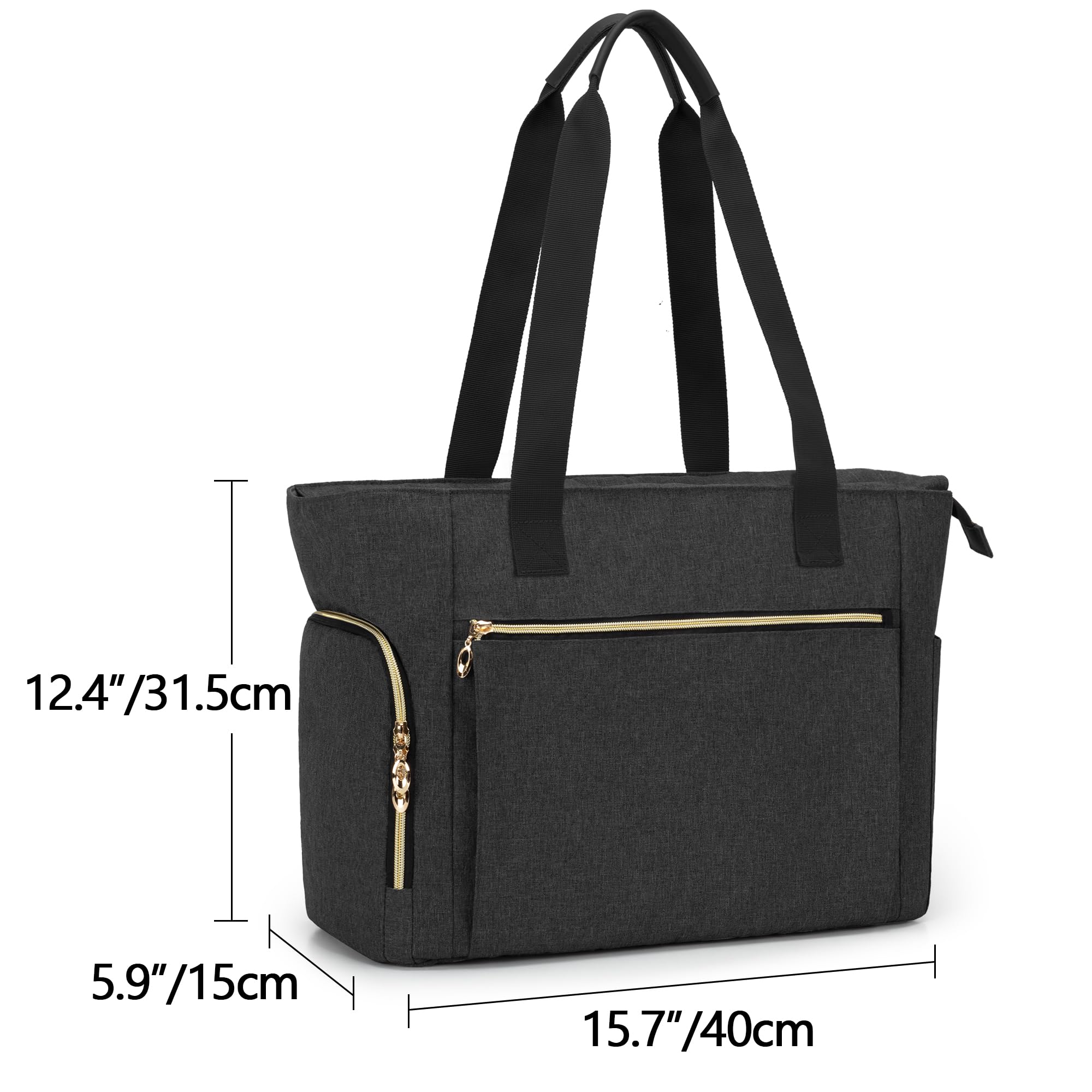 CURMIO Sac infirmière, Sac de Fournitures médicales Portable avec Pochette rembourrée pour Ordinateur Portable pour Les visites à Domicile, Les Soins de santé, Sac Seulement, Noir