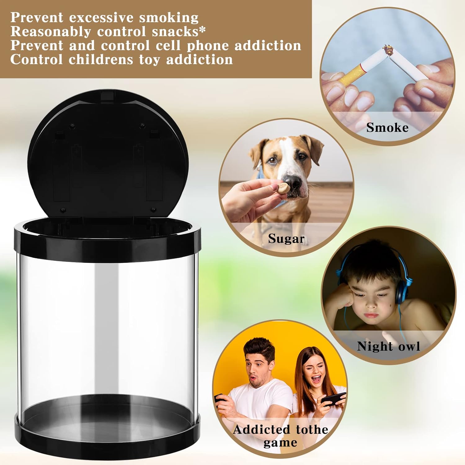 Qualirey Timed Lock Box Multipurpose Time Locking Container Plastic Self Control Cell Phone Jail Control Snack Game Sugar(Clear Black)