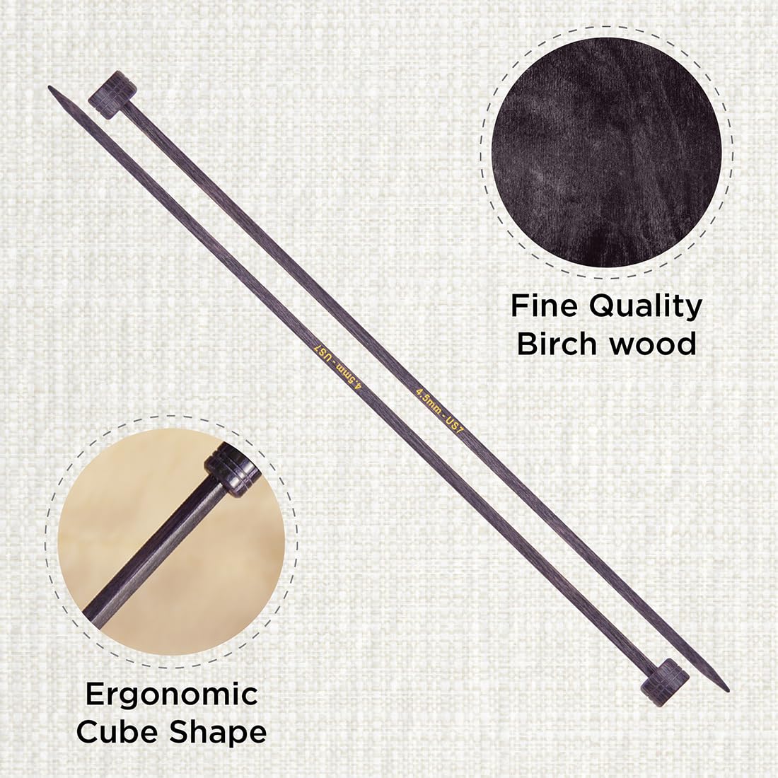 KnitPro J’Adore Cubics Single Pointed Needles 12" (30cm), Lavender, 4.50mm - Image 2