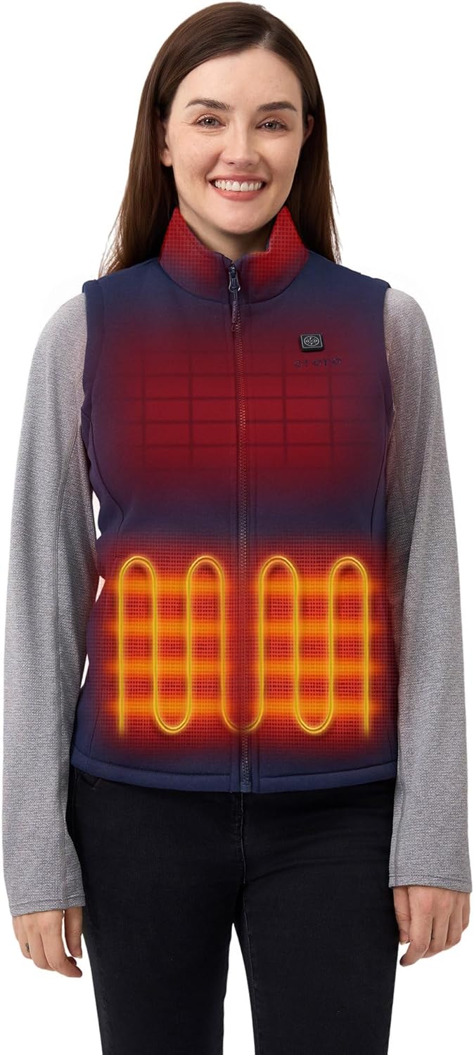 Women's heated fleece vest with collar heating