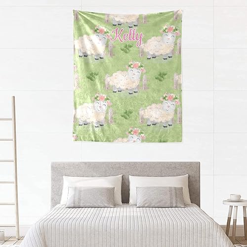Miniatura 2 de Manta de vellón suave y acogedora con nombre de oveja de hierba para cumpleaños o boda