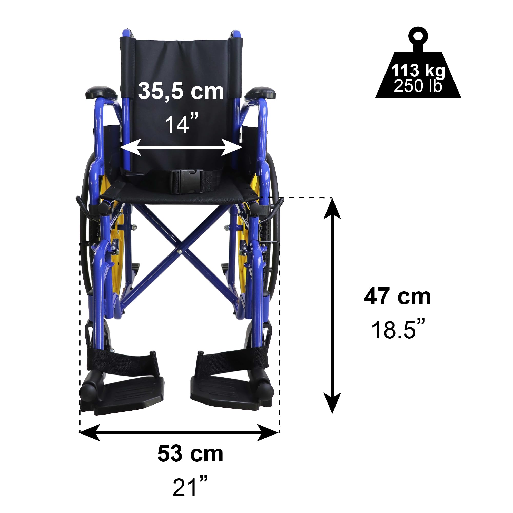 PEPE Mobility Sedia a Rotelle per Bambini (Pieghevole, Stretta, Leggera), Carrozzina Disabili Compatta e Trasportabile