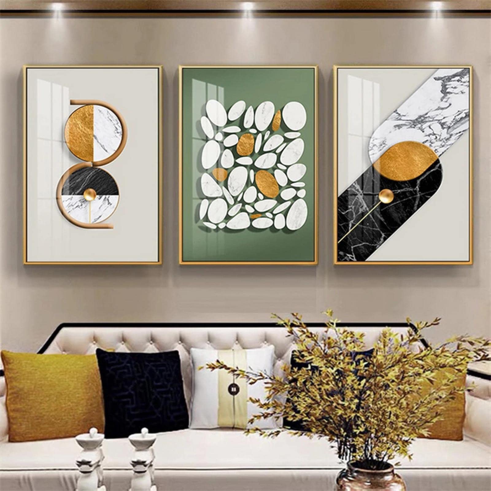 Tableaux géométrie dorée minimaliste abstraite pour salon chic - 8
