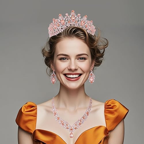 Miniatura 4 de Corona barroca de la boda de cristal de la novia Tiaras nupciales tocados Rhinestone accesorios para el cabello (TR23), Diamante falso