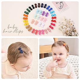 Mini Fully Lined Grosgrain Ribbon Bows Hair Clips for Girls and Infants - 1.2 Tiny Hair Clips in 20 Color Pairs (40PCS)