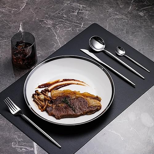 Miniatura 6 de Juego de cubiertos de 24 piezas, cuchara de tenedor de cuchillo de acero inoxidable, juego de vajilla para el hogar plateado