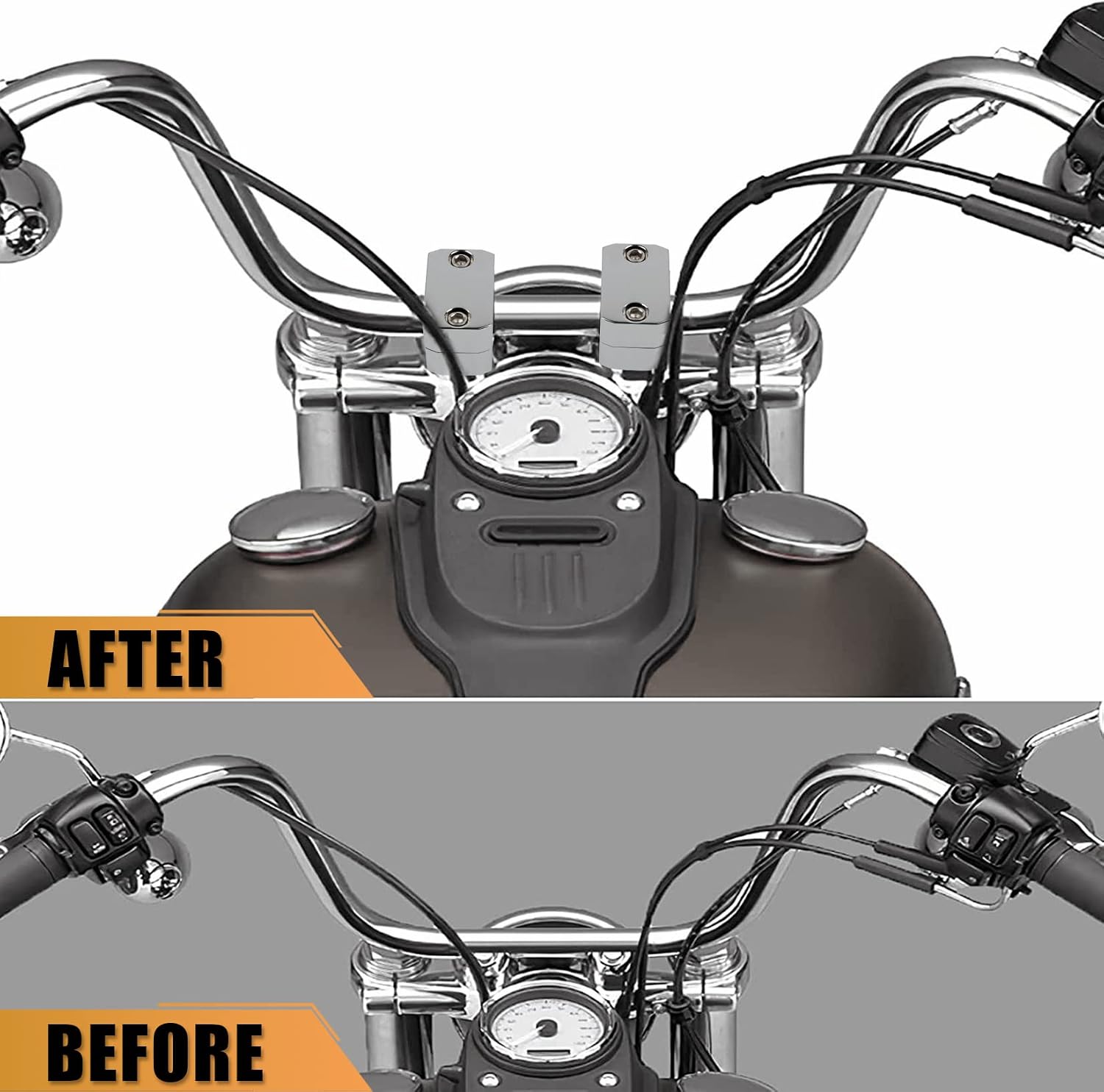 PSLER Motorcycle Handlebar Riser Clamp Handle Bar Riser Clamp Kit for Touring Sportster Touring Road King Electra Street Glide 1996-2022, 1" 25MM Chrome