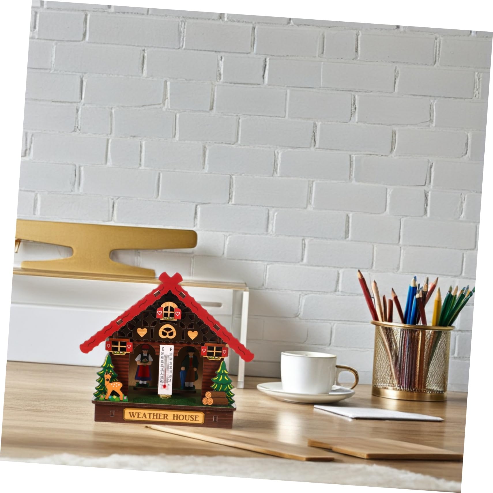 Abaodam Higrómetro Analógico y Termómetro de Pared de Madera Elegante para Uso Interior y Exterior con Medición Precisa y Decoración Hogar