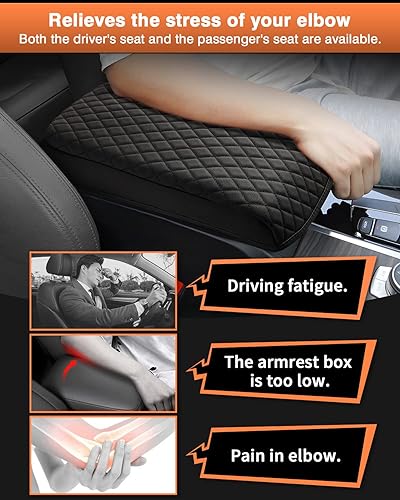 Miniatura 5 de Shademax - Cubierta antirayones para consola central hecha de piel sintética y con cojín amortiguador; cubierta para reposabrazos de asiento con