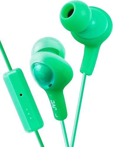 JVC HAFR6A Gummy Plus audífonos aislantes de ruido con micrófono y mando a distancia, color azul menta Verde pistacho