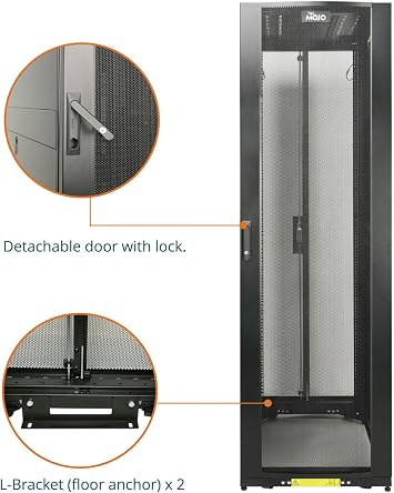 Tecmojo 42U Server Rack Cabinet - PRE-Assembled 24inch Width 48inch Depth IT Network Equipment Cabinet Rack Enclosure with Casters - 3000lbs Weight Capacity(06Black)