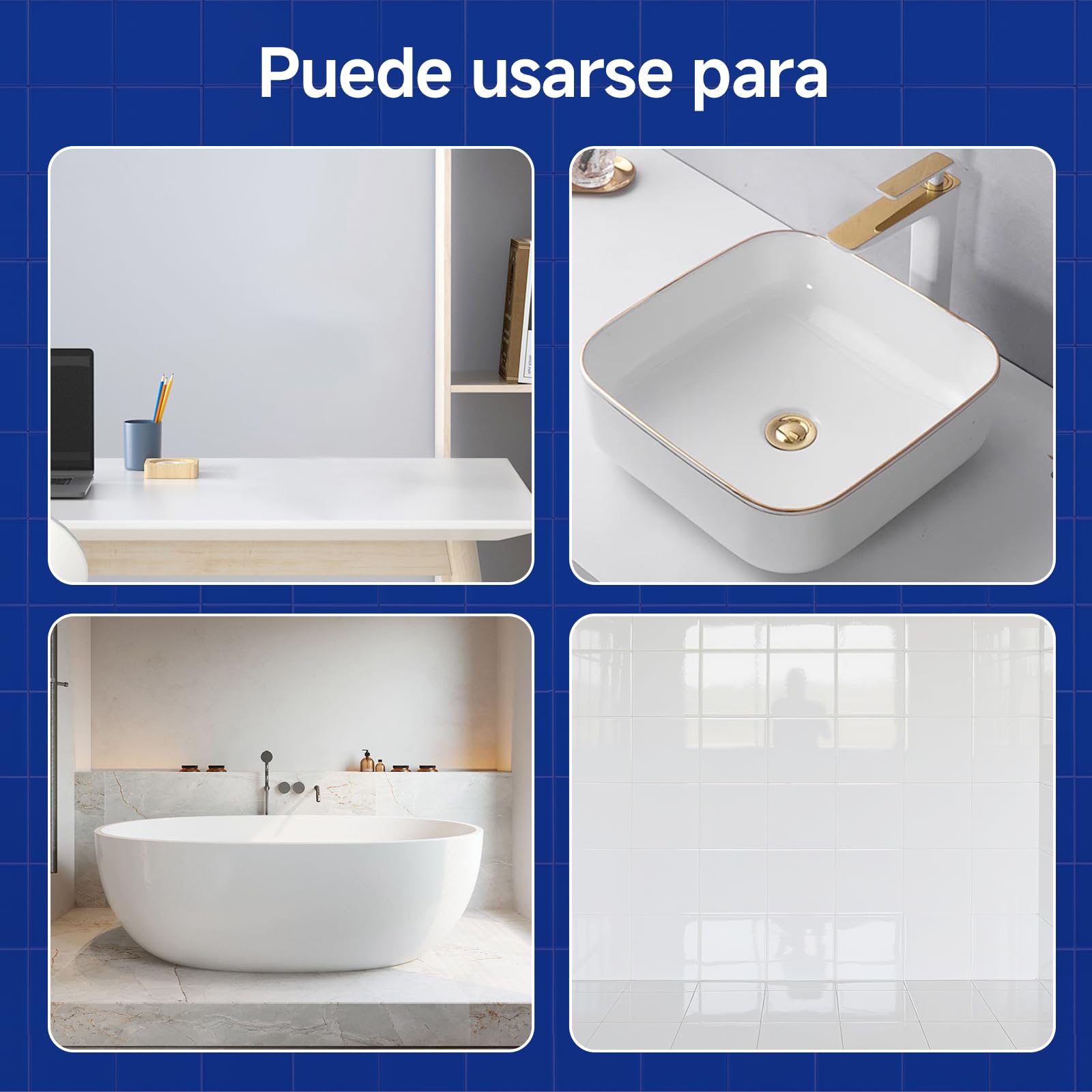 Kit de renovación bañeras y azulejos con herramientas, 35oz pintura blanca water-based, bajo olor, DIY, fácil uso, semi-brillante, 4.6-5.5m²