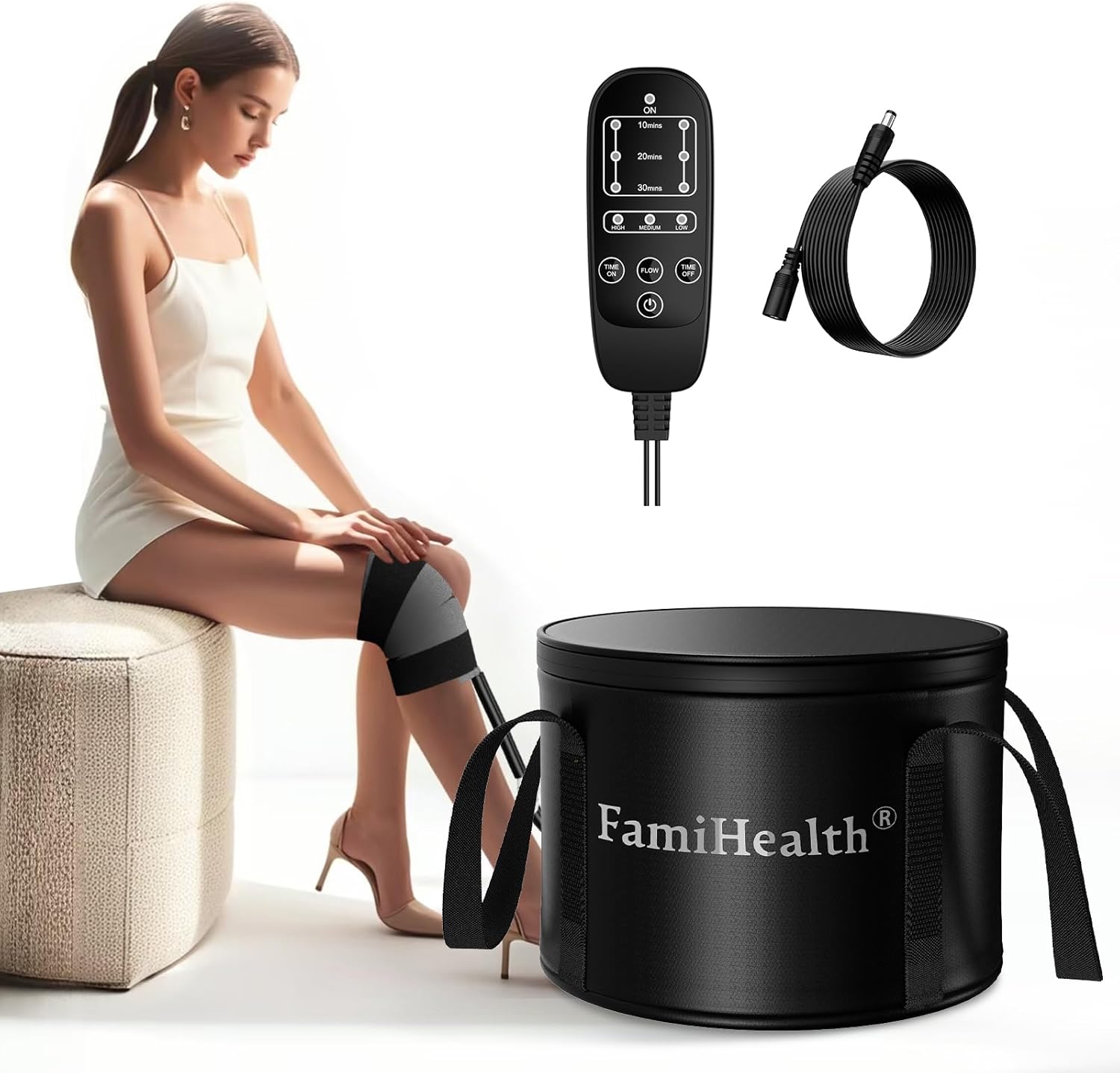 Cold Therapy Machine, Portable Ice Machine for Knee After Surgery Replacement Recovery System with Programmable Controler Quiet Pump Compression Pad for Pain Relief Sport Injuries Sprain (Black) - Amazon product rated Grade C