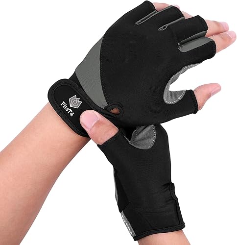 Miniatura 2 de FitsT4 Sports Guantes de medio dedo con palma acolchada para buceo, vela, moto acuática, paddle surf, kayak y esquí acuático, adecuado para hombres
