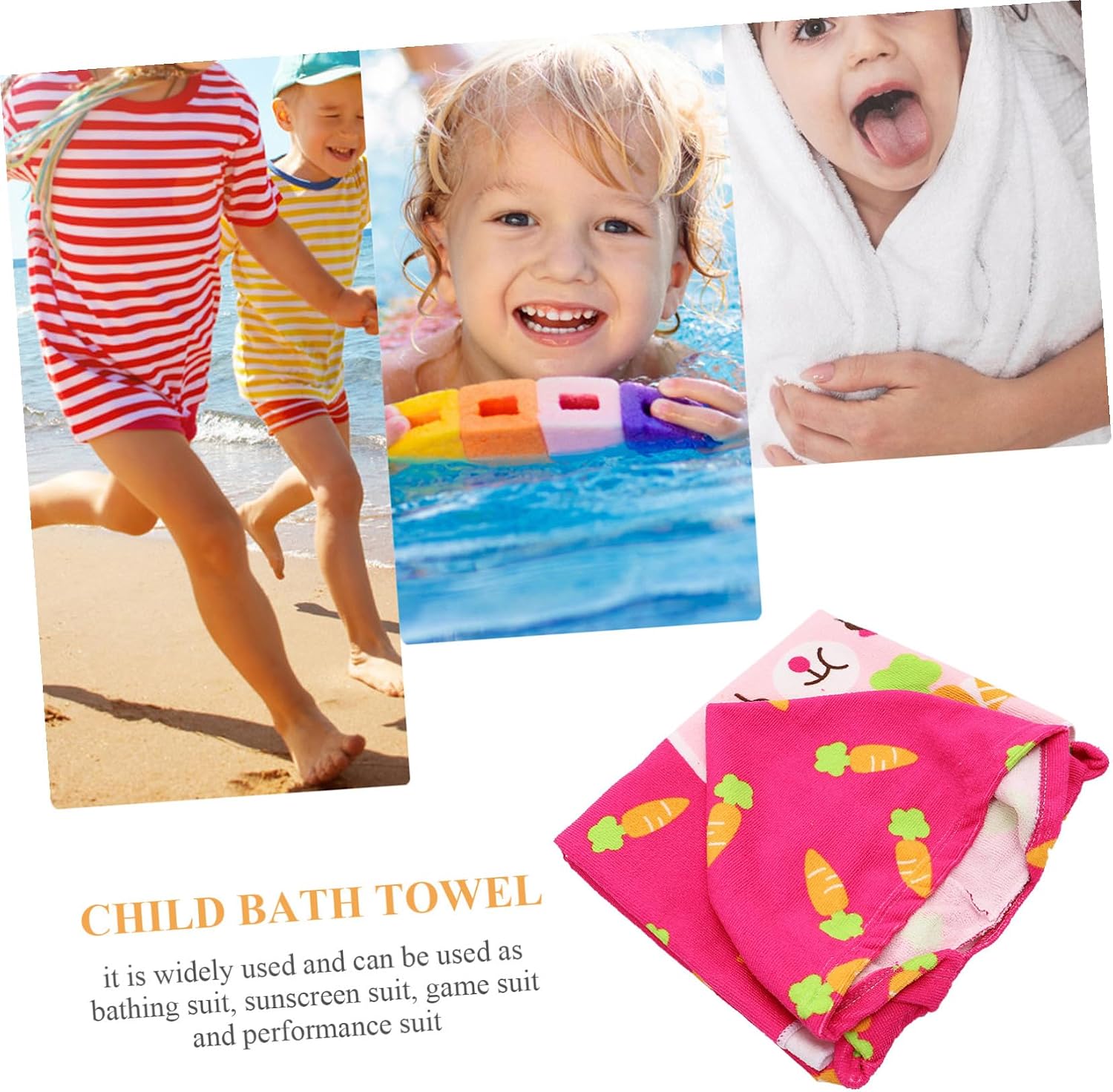 Hooded Bath Towel Cape for Cartoon Rabbit Design Soft Absorbent Hooded Beach Towel for Boys and Lightweight Quick-Dry