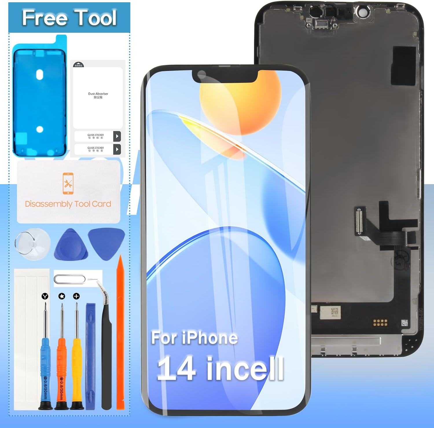 Yondista Incell for iPhone 14 Screen Replacement 6.1" A2649, A2881, A2884, A2883, A2882 Touch Screen Display digitizer Repair kit Assembly | Free Tools | Protective Film