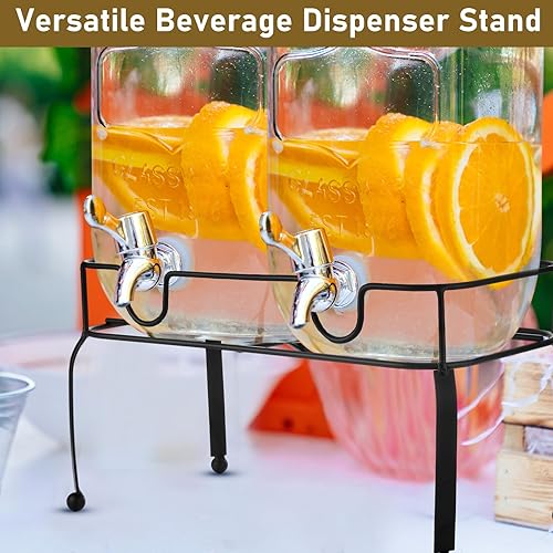 Miniatura 5 de Gisafai 2 soportes dispensadores de bebidas para fiestas, solo se sostienen, dispensador de bebidas de 1 galón, soporte dispensador de metal doble