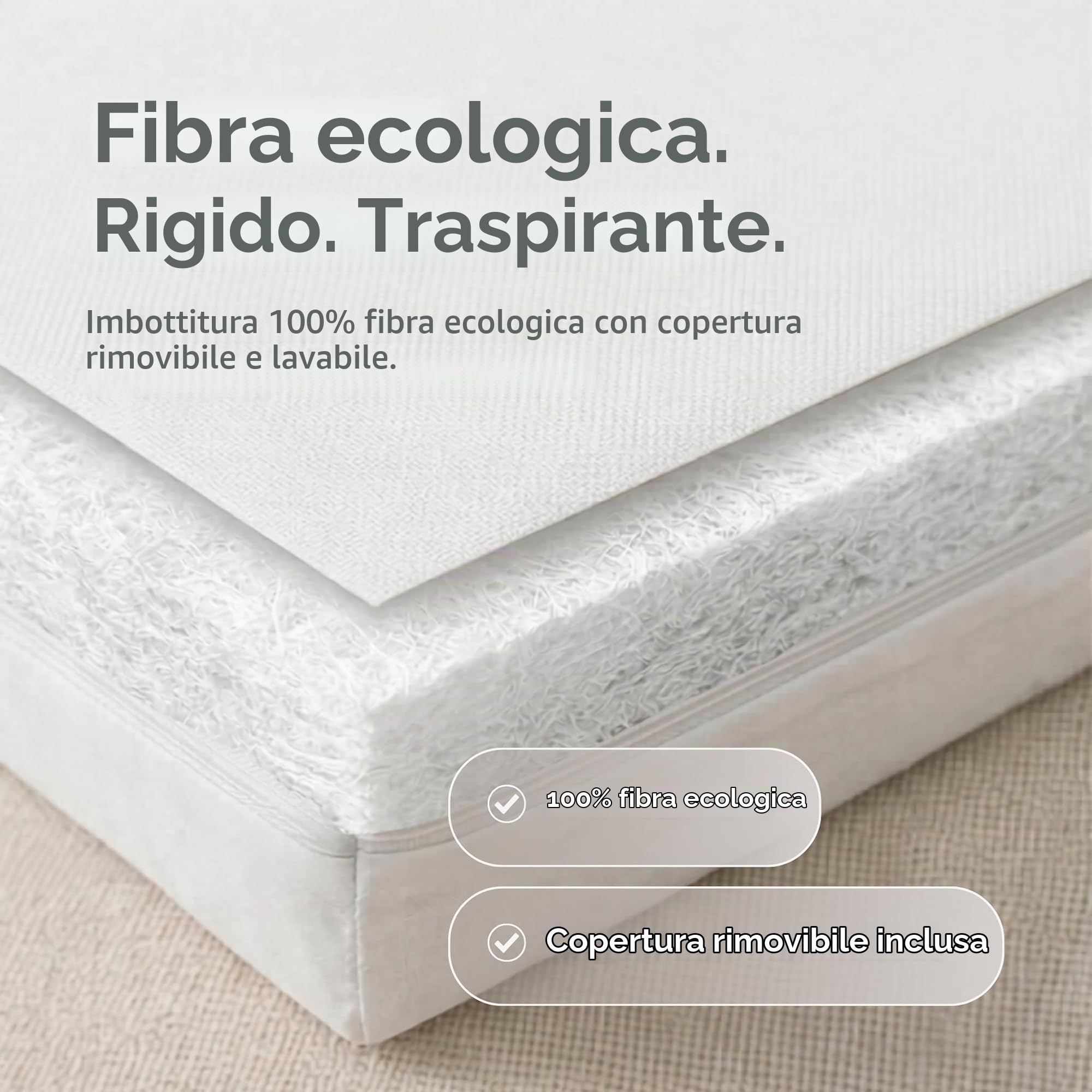 Baby Elegance Materasso per lettino da viaggio, 70 x 100 x 3 cm, design pieghevole in fibra ecologica, fodera, borsa per il trasporto, costruzione traspirante, nucleo di supporto