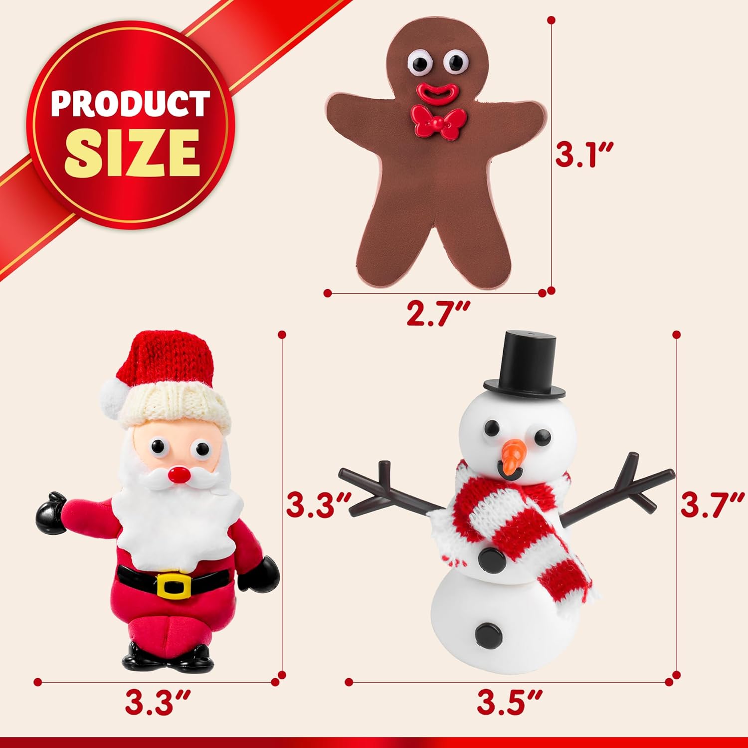 JOYIN Christmas Build a Snowman, Santa Claus, and Gingerbread Man Craft Kit, 3 Packs Modeling Clay DIY Kit for Arts and Craft Activities, Xmas Stocking Stuffers for Kids Party Favor Gift Class Games