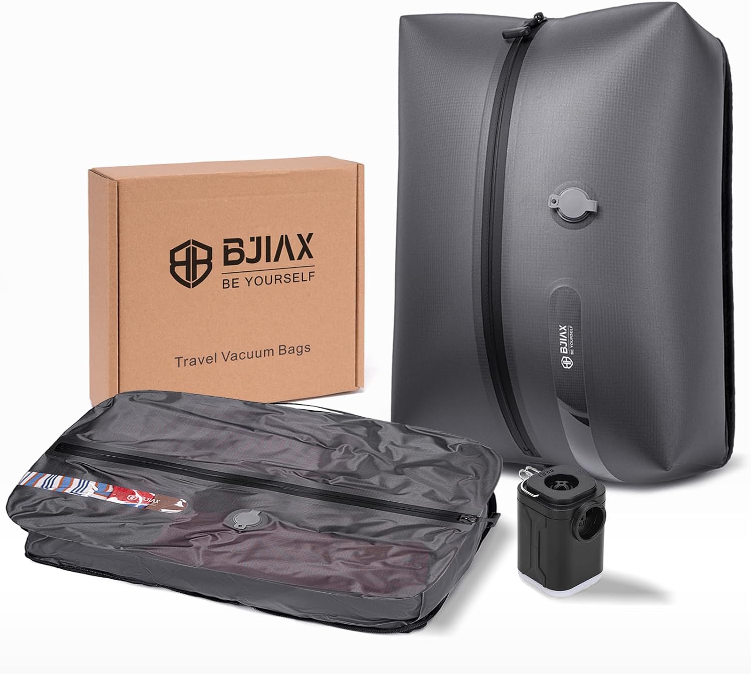 Vacuum Bags for Travel with Pump,Reusable Compression Packing Cubes to Save Space for Luggage and Backpack with IP68 Waterproof,Vacuum Seal Bags for Clothing travel（2packbag with Pump)