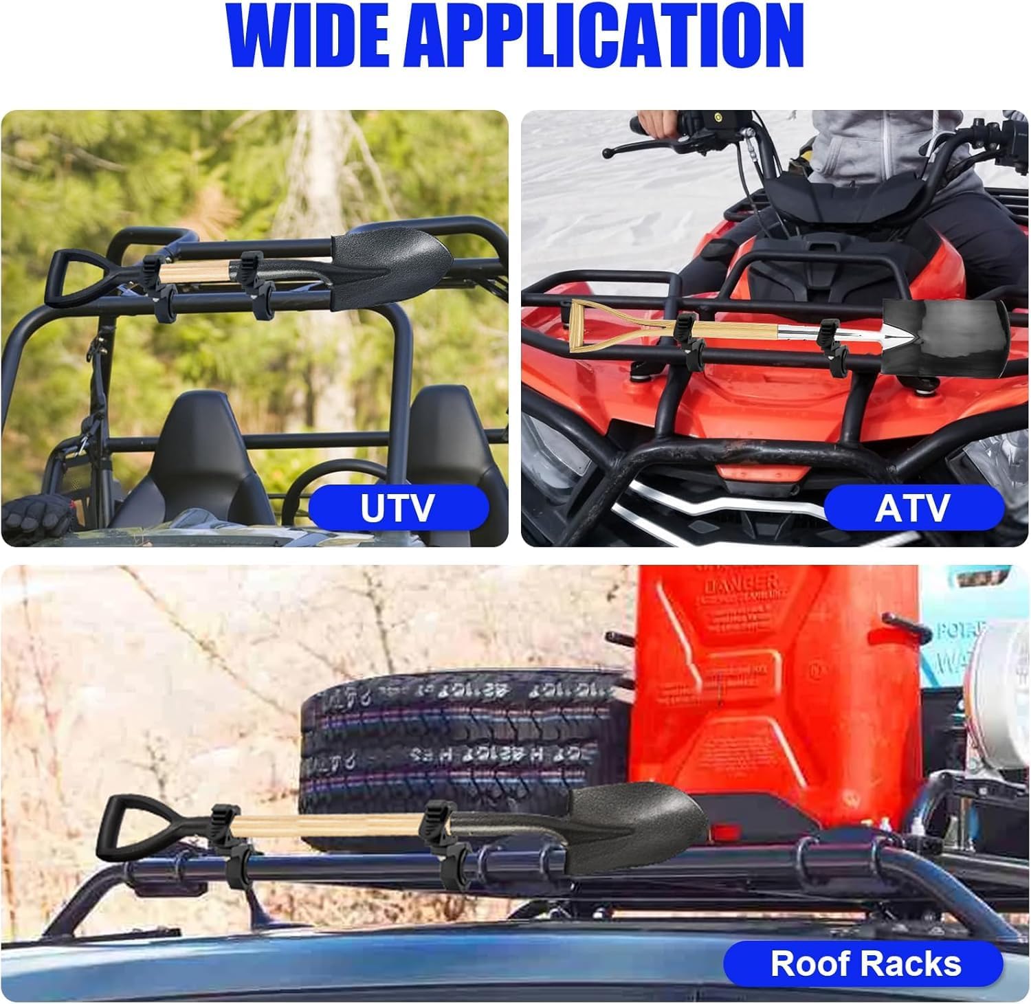 Shovel Holder, PSLER Quick-Release Rubber Clamps Mount for 1-1/7'' to 1-3/7'' Shovel Axe Holder Mount