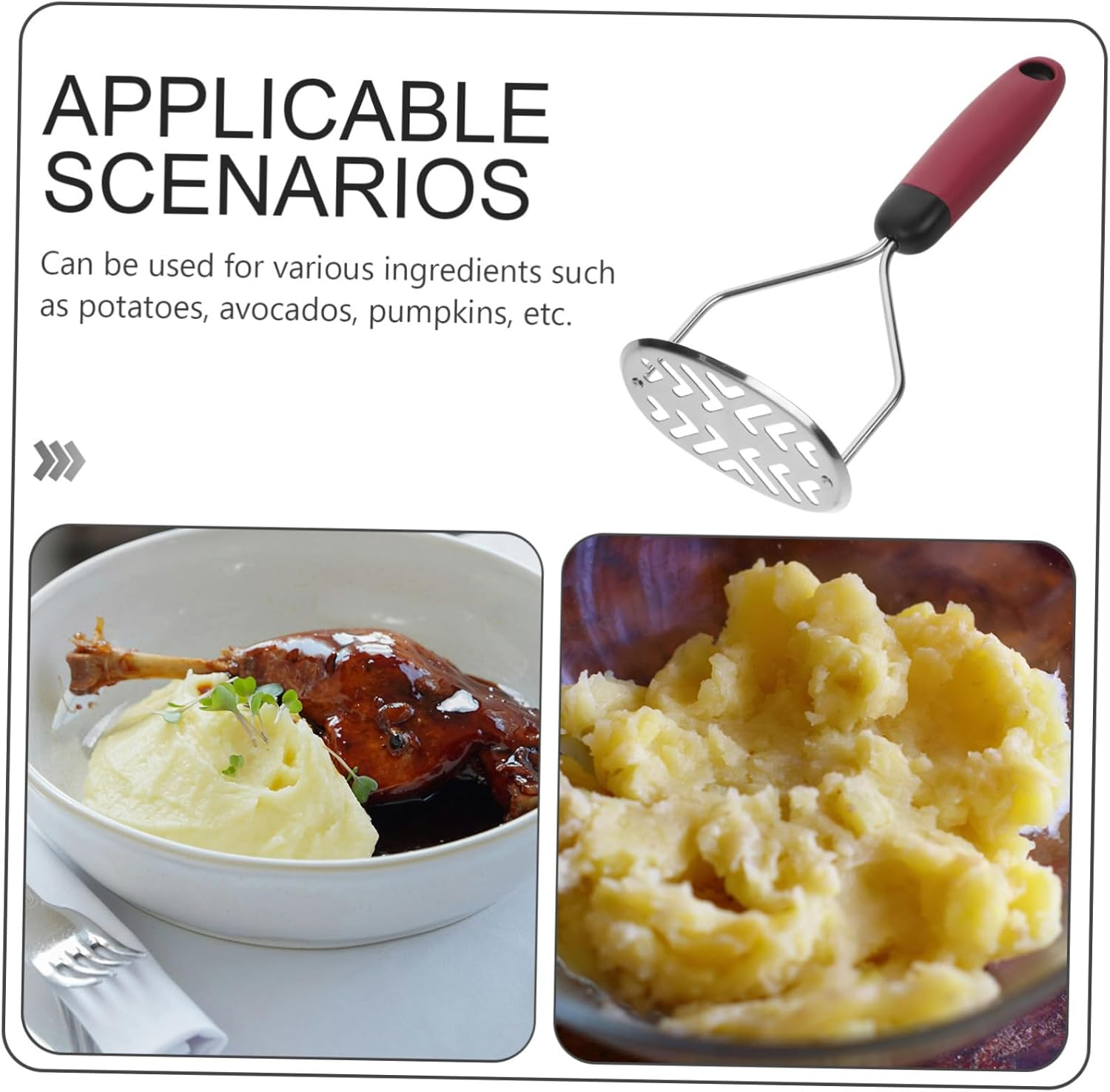 4pcs Manual Potato Masher Potato Ricer Bean Smasher Tool Stainless Steel Presser for Avocado Easy to Carry