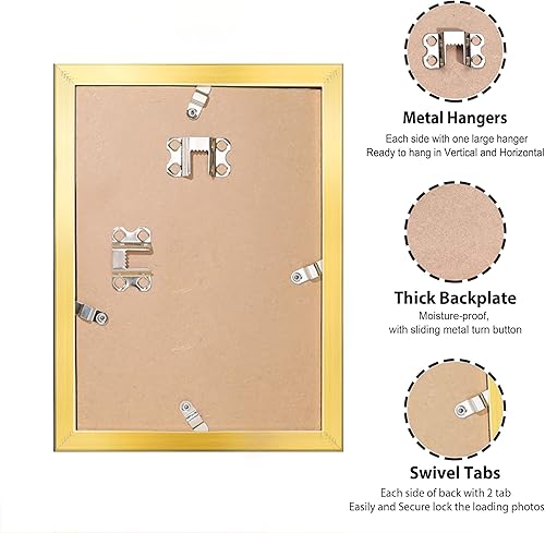 Miniatura 4 de Annecy Portarretratos dorado de 5 x 7 pulgadas (1 unidad), marco de fotos de 5 x 7 pulgadas para decoración de pared o escritorio, estilo clásico