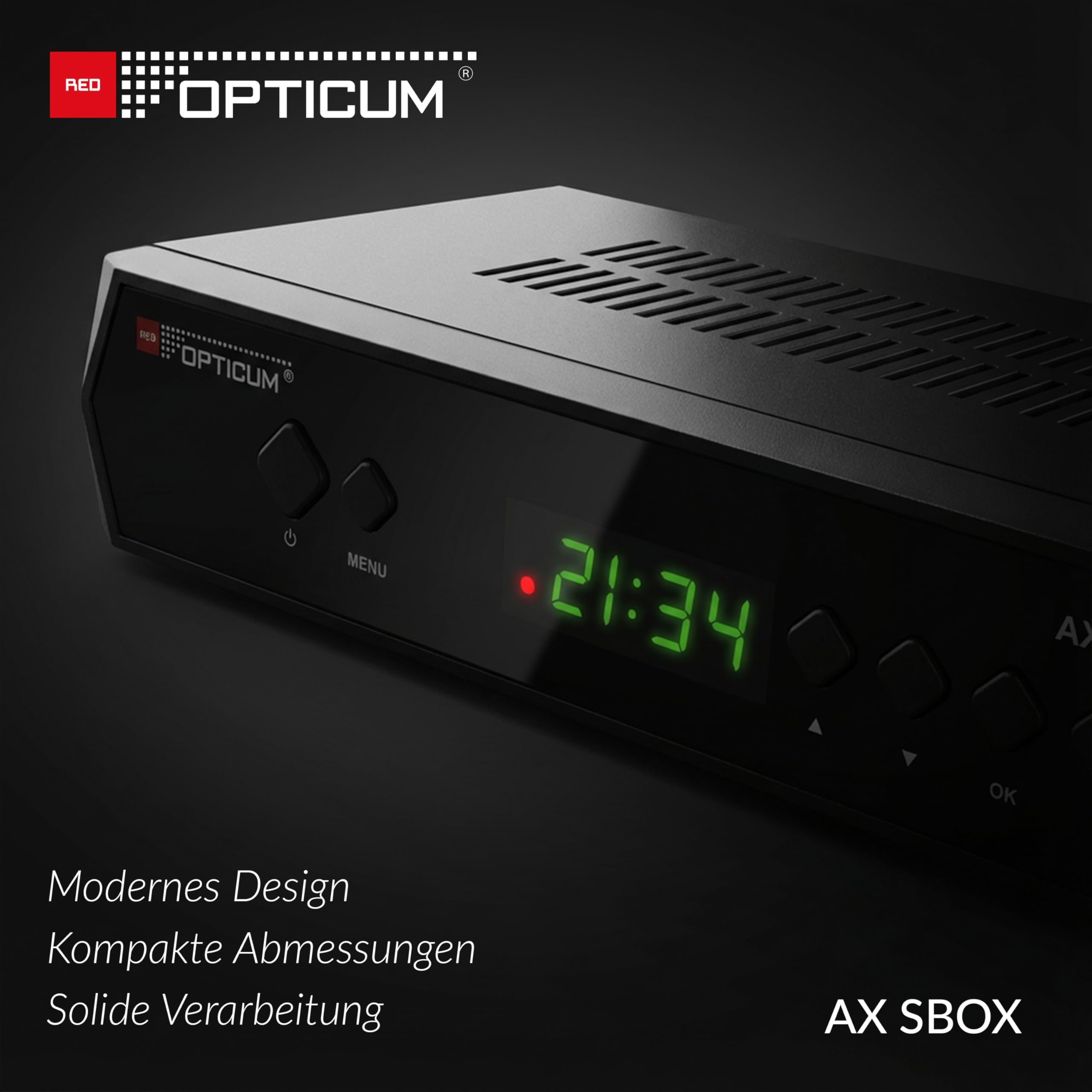 RED OPTICUM HD Sat Receiver für Satellitenschüssel mit Aufnahmefunktion S-Box PVR - Timeshift, HDMI, SCART, USB, Coaxial - Digital TV Receiver für Satelliten/Satellit + HDMI Kabel