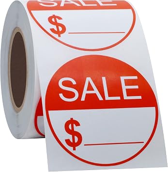 Sale Stickers 2 inch Round Labels Sale Price Label Self-Adhesive Discount Sticker 300 pcs, Red Circle Sale with $