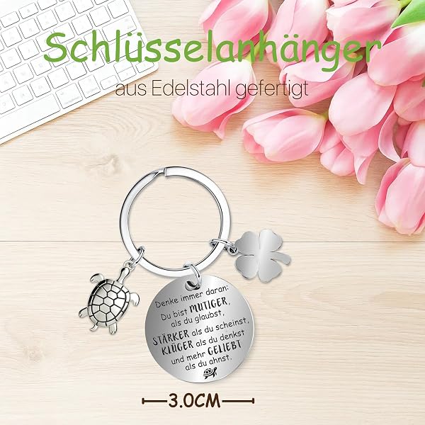 Farbeele Positive Schildkröte und Glücksbringer-Schlüsselanhänger, Pocket Hug Positive Figur, MutmacherGeschenk, Gute Besserung Geschenk, Glücksbringer Prüfung, Geburtstagsgeschenk - 5