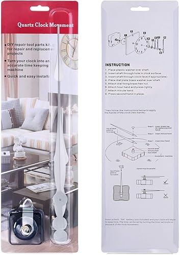 Miniatura 6 de Hicarer Motor de reemplazo de reloj de mecanismo de movimiento de reloj de eje largo de alto par con agujas de pala de 12 pulgadas de largo