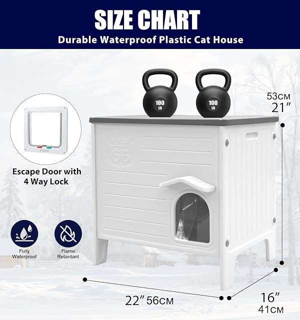 Foto 3 de 8 de HiCaptain Casa para gatos exterior resistente al invierno gatos plástico asilvestrado casa para gatos…