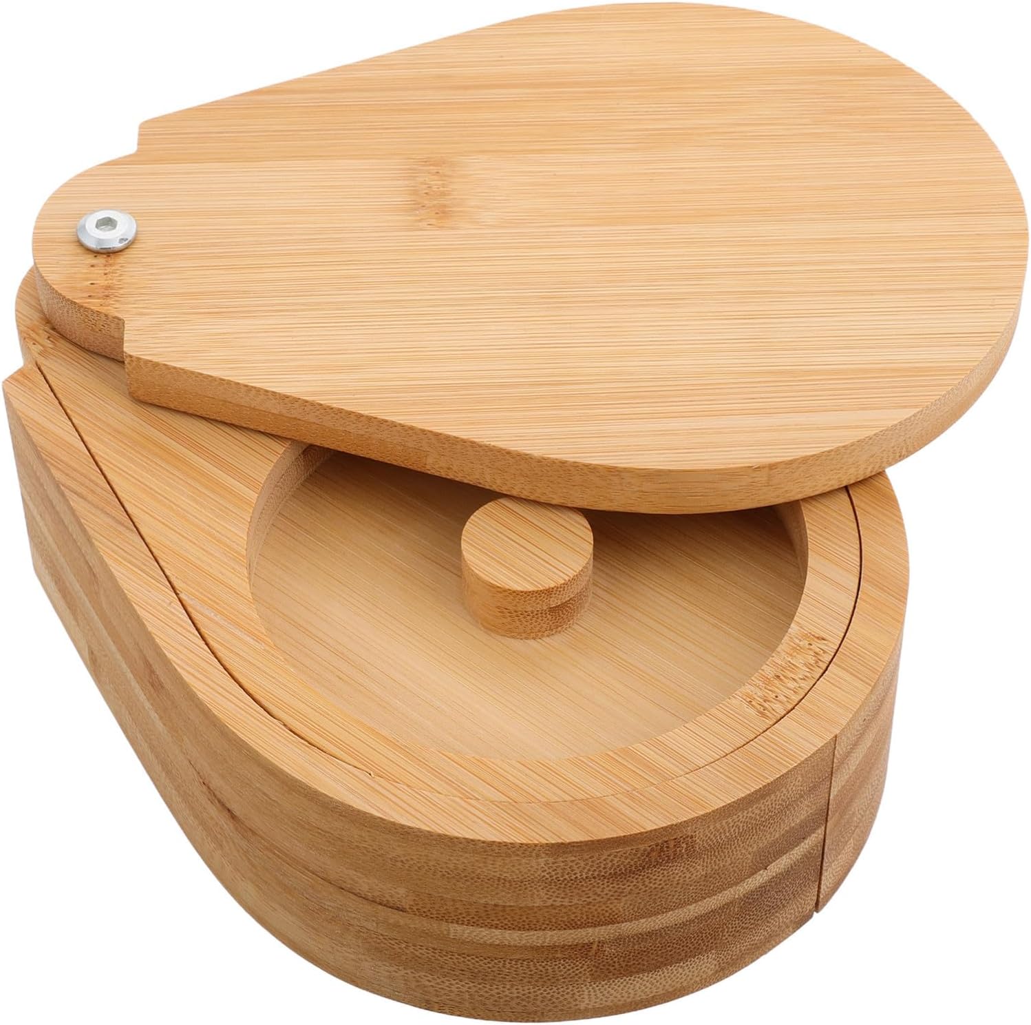 Sosoport Three Tier Salt and Sugar Dispenser Box 20x6.6cm with Rotating Lid Natural Wood Countertop Seasoning Storage Container for Kitchen and Cocktail Bar Use