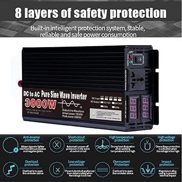 Power Inverter DC 12V 24V to AC 220V 3000W/4000W/5000W Peak Solar Inverter Pure Sine Wave Power Inverter with LCD Display
