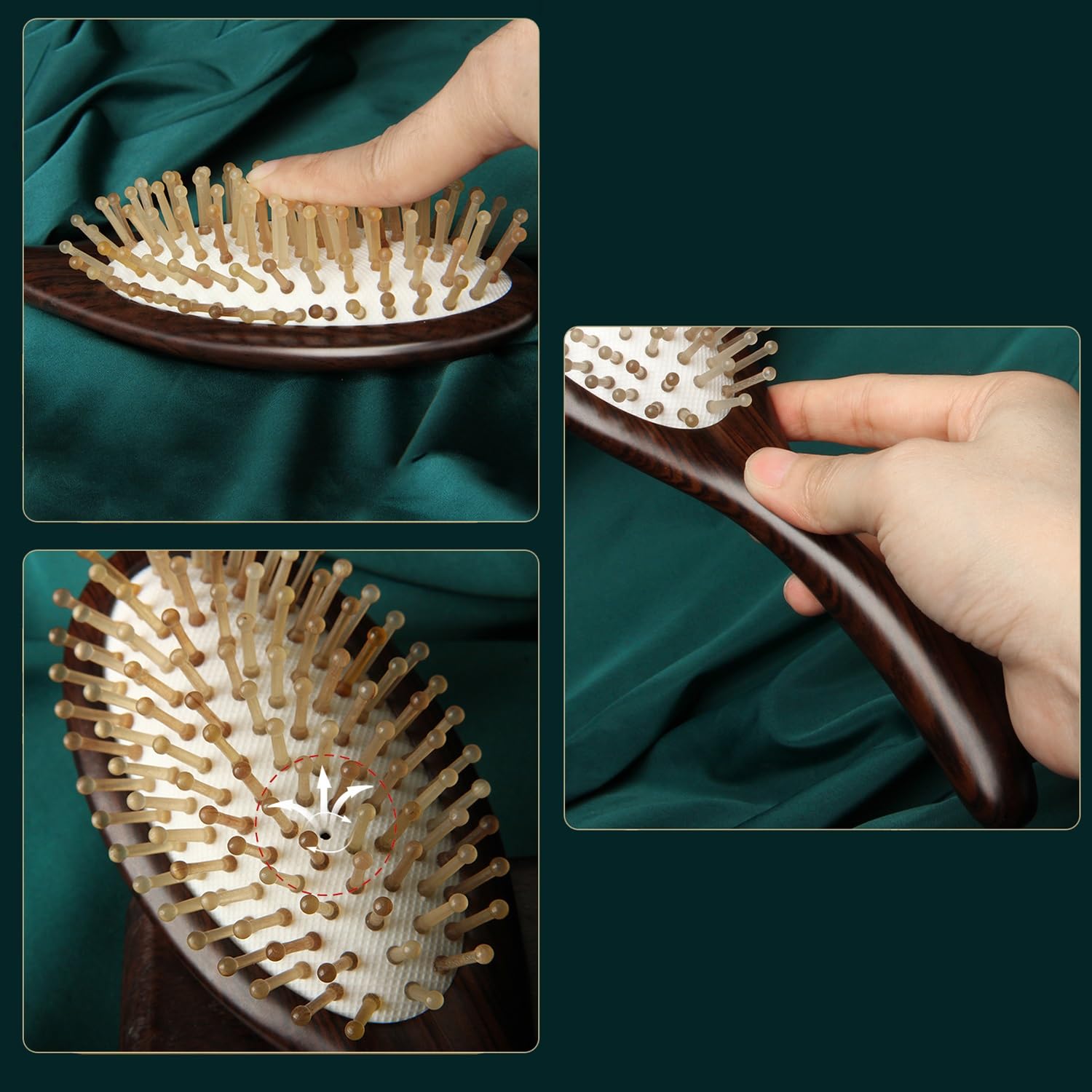 Cepillo para el Cabello, Peine Ovalado de Madera antiestático para masajes, Cepillo para el Cabello desenredante, cepillos masajeadores con cojín de Aire para Cabello Largo