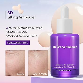 2PCS 3D Lifting Cream & 3D Lifting Ampoule, 3D Korean Night Cream with 16-Peptide Complex, Skin Tightening Cream for Face & Neck, Improve Lifting & Elasticity for Face and Neck, Firming & Hydrating