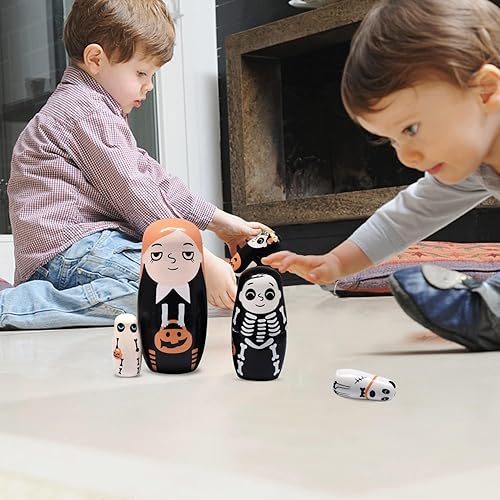 Miniatura 5 de HYCLES Muñecos de anidación ruso Matryoshka de madera apilables para niños, juguetes hechos a mano para niños, decoración de cumpleaños de Navidad,
