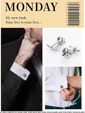 Knot Twisted Cufflinks - Men's Fashion Shirt Alloy Accessories (1 Pair, Silver)