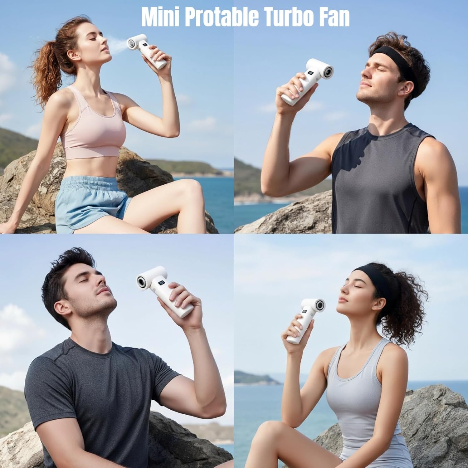 Portable Powerful Handheld Fan with Duster Kits, 3-in-1 High Speed 80000RPM Personal Mini Turbo Fan for Travel, USB-C Rechargeable, 6-Speed Brushless Motor for Keyboard/Car Cleaning/Camping