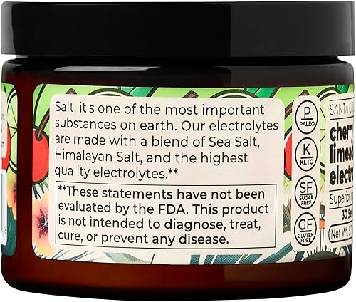Miniatura 6 de Santa Cruz Paleo Polvo de electrolitos, lima de cereza, mezcla de bebida de hidratación sin azúcar con sal rosa del Himalaya, sal marina, glicinato