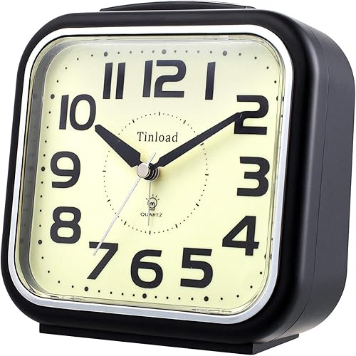 Miniatura 5 de 5.5" Large Analog Alarm Clock Silent Non Ticking, Glow in Dark dial, Gentle Wake, Beep Sounds, Increasing Volume, Battery Operated Snooze and Manual