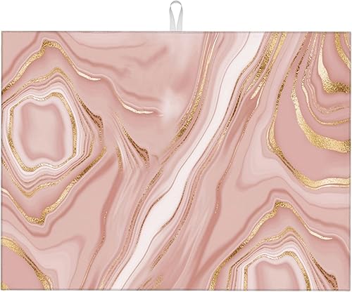 Miniatura 13 de Tapete de secado de platos de microfibra retro atómica de mediados de siglo para encimera de cocina, 18 x 24 pulgadas, color amarillo, tapete Atomic