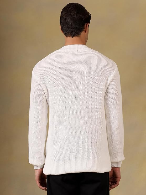 Buy Kvetoo Mens High Neck Wool Sweater Warm Full Sleeve Cable Knit