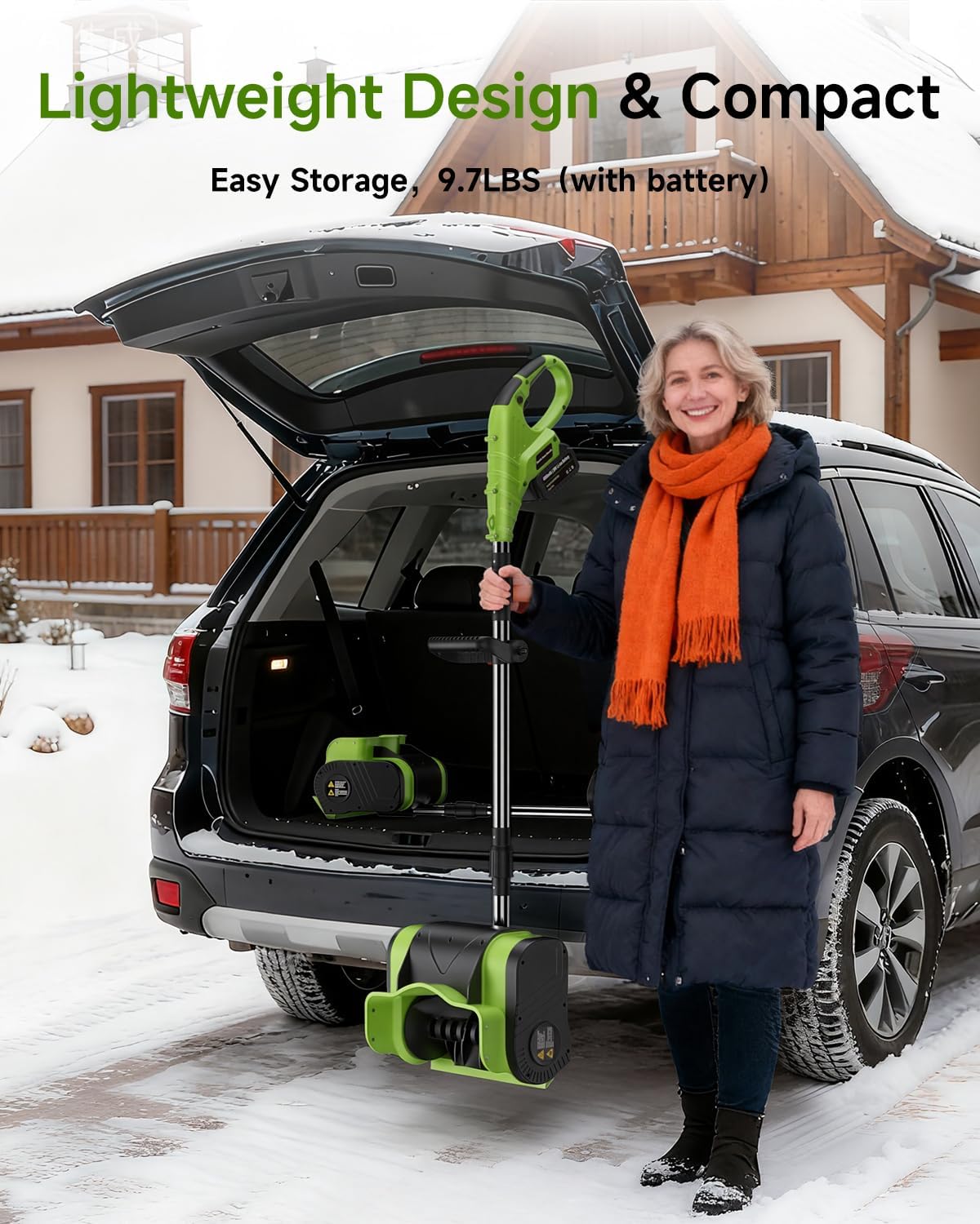 Electric Snow Shovel Cordless，20V | 12-Inch | 4-Ah Cordless Snow Blower, Battery Snow Blower with Directional Plate & Adjustable Front Handle(Battery & Quick Charger Included