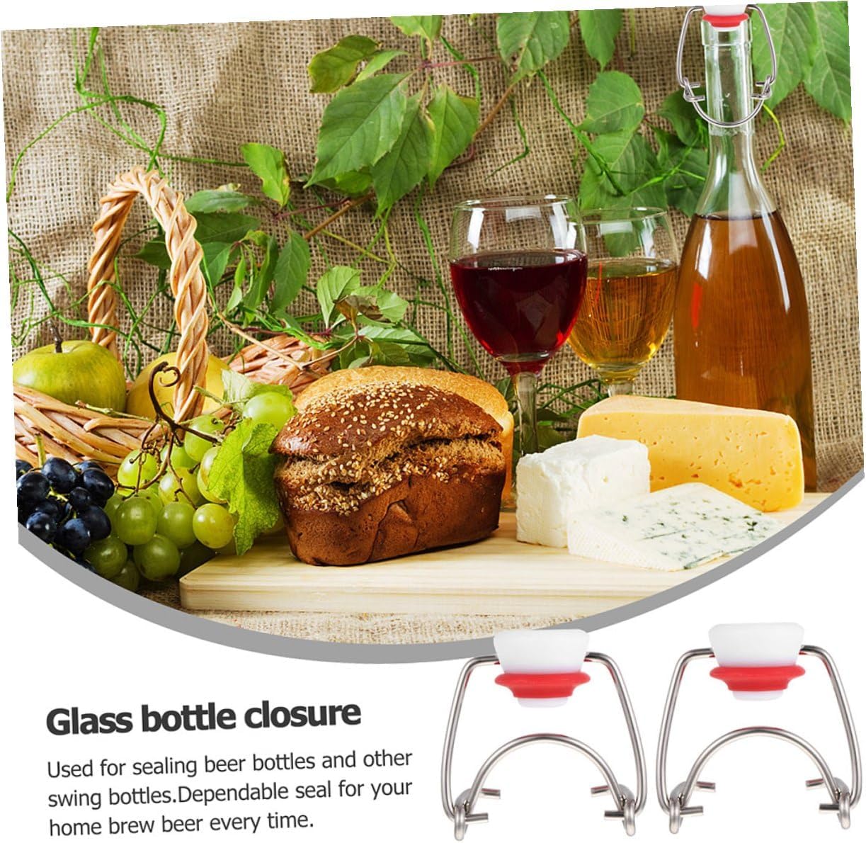 6pcs Crimson Top Bottle Caps Stainless Steel Flip Sealing Lids Leakproof Replacement Stoppers for Glass Beer Bottles Home Brewing