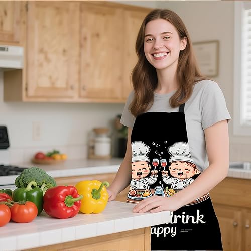 Miniatura 7 de ANNA QUEEN Delantal de Feliz Navidad para mujeres y hombres con bolsillos, delantal de muñeco de nieve, ajustable, chef de cocina